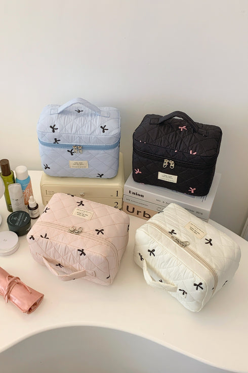 3 Piece Bow Quilted Cloth Storage Bag Set - Odaingerous